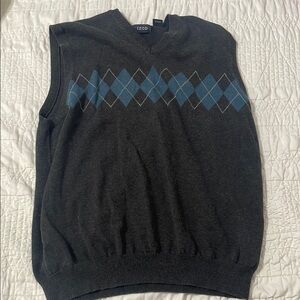 Black and blue argyle vest
